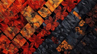 秋叶拼接的绚丽纹理画面