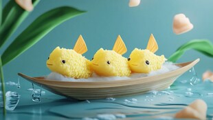 三只萌鱼乘舟于碧波之上