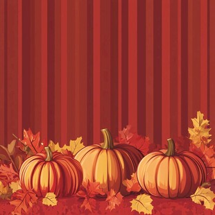 秋季南瓜与落叶背景图