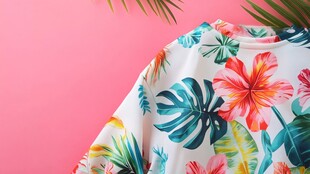 热带花卉印花时尚短袖