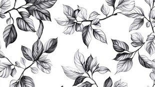 黑白树叶图案无缝背景