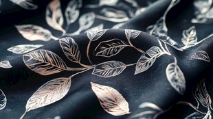 黑色叶纹布料的优雅质感