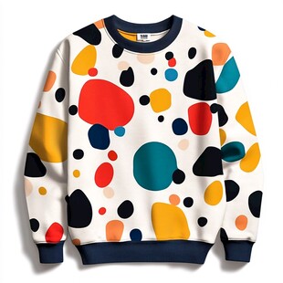 多彩波点印花卫衣