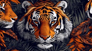 三只虎的丛林奇幻绘景