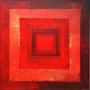 红色方形嵌套抽象艺术画
