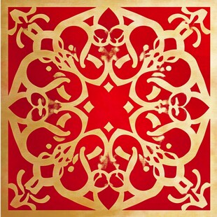 红底金色精美花纹图案