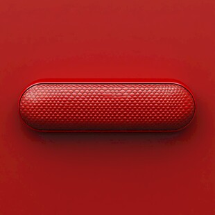红色质感长条形音箱特写