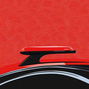 红色跑车尾翼与波纹背景
