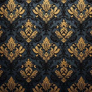 黑金欧式奢华花纹壁纸