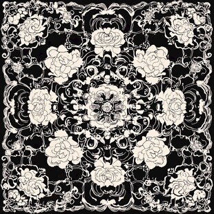 黑白花卉复古风图案设计