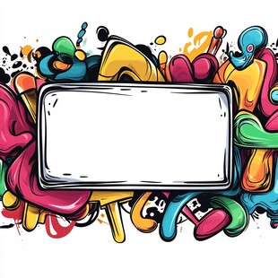 涂鸦风格空白边框插画