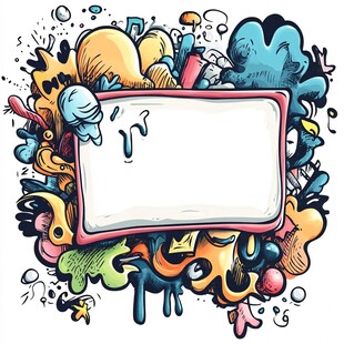 涂鸦风格空白边框插画