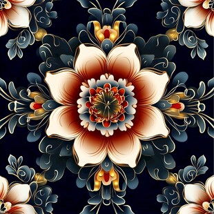 中式复古花卉精美图案设计