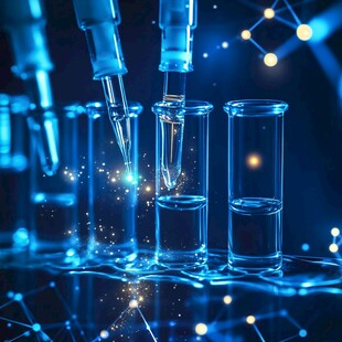 科技感实验场景中的试管操作