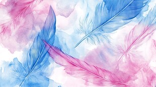 梦幻水彩羽毛图案背景