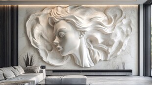 立体女性头像艺术装饰墙