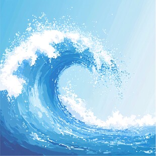 蓝色海浪插画