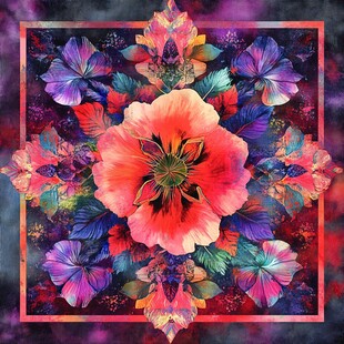 绚丽花卉图案的梦幻艺术作品