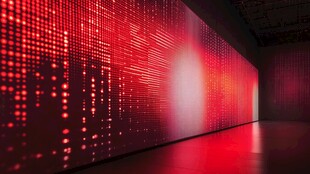 红色数字艺术墙面展示