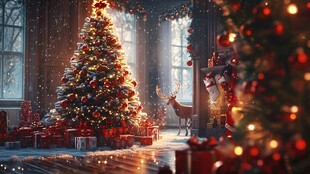 温馨圣诞室内装饰场景