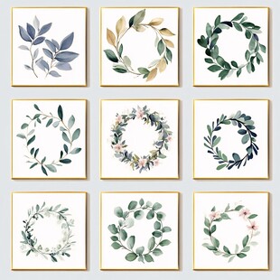 清新植物花环装饰画集合