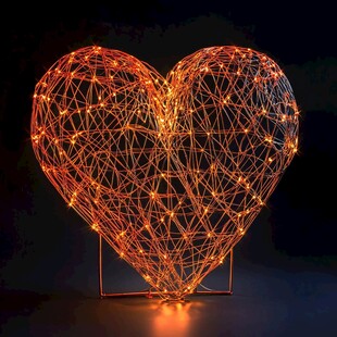 心形发光铁艺灯造型独特