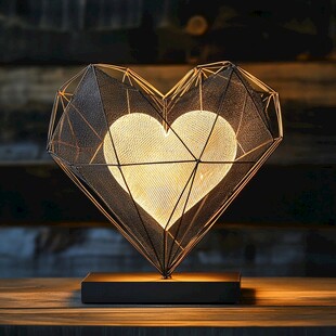 心形几何创意台灯摆件