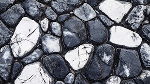 黑白碎石路面纹理特写