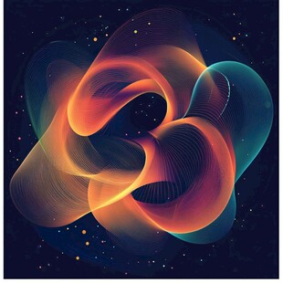 梦幻炫彩流动几何抽象图案