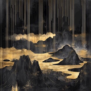 黑金山水间 神秘意境绘