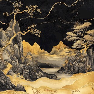 黑金山水图 尽显东方神韵