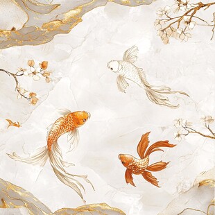 中式锦鲤梅花大理石背景图