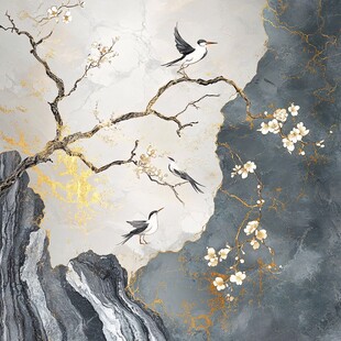 中式花鸟山水意境装饰画