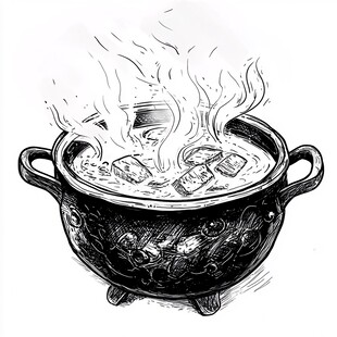 古风汤锅热气腾腾煮食材