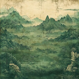 水墨青山远景图