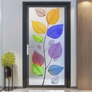 彩色叶脉玻璃门装饰效果