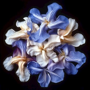 蓝白鸢尾花特写