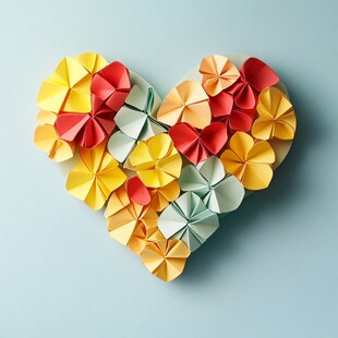 多彩折纸心 创意艺术之作