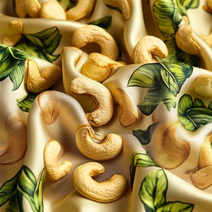 丝质布上的美味腰果