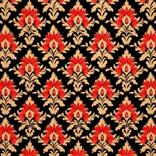 经典红金花卉复古图案