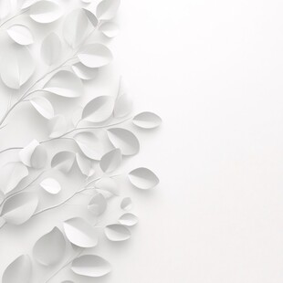 白色纸艺树叶装饰背景