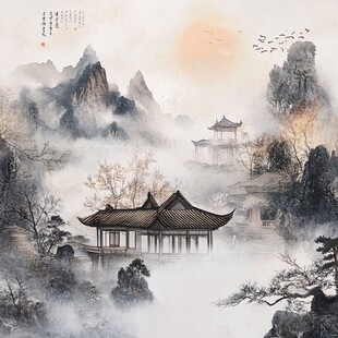 水墨山水间的古典雅致景致