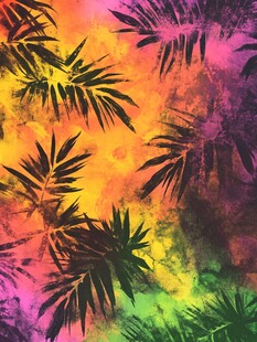 多彩热带棕榈叶艺术图案