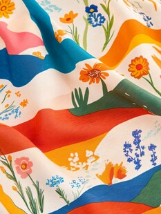 多彩花卉图案布料纹理