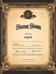 复古华丽荣誉证书模板