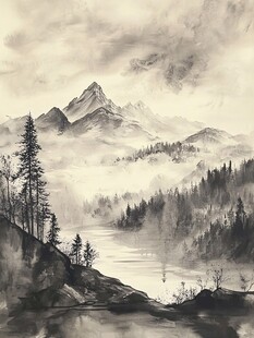 水墨山水间的静谧自然