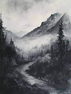 山间幽径 雾霭山林之景