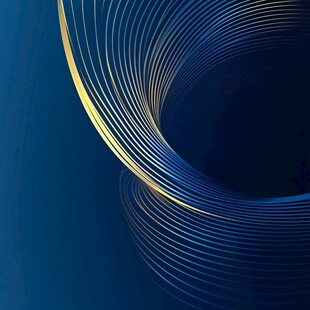 蓝色背景上的金色线条漩涡