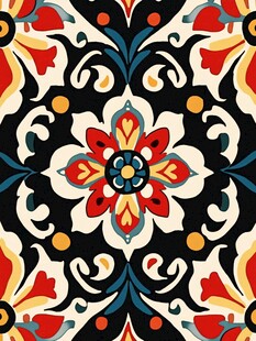 多彩民族风花卉图案纹样