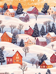 冬日雪中小镇美丽景致